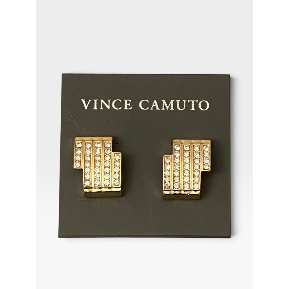 Vince Camuto Gold Tone Geometric Pave Rhinestone Chevron Statement Stud Earrings
